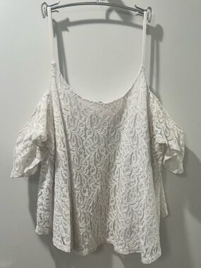 Macy's White Lace Cold-Shoulder Camisole